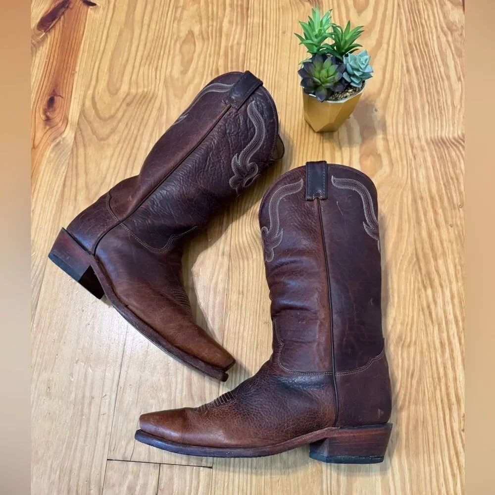 Tony Lama Sz 8.5EE 6980 Mens El Paso Collection Western Boot Bison Leather Dress